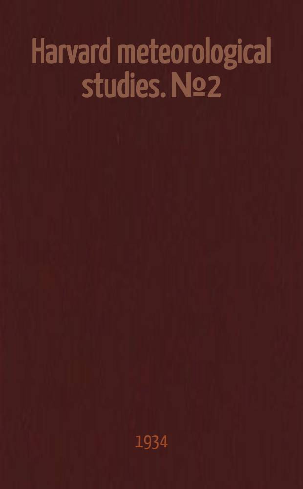 Harvard meteorological studies. №2