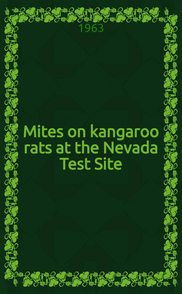 Mites on kangaroo rats at the Nevada Test Site