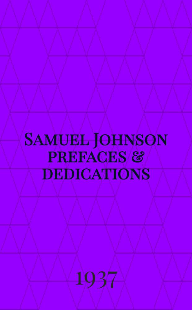 Samuel Johnson prefaces & dedications