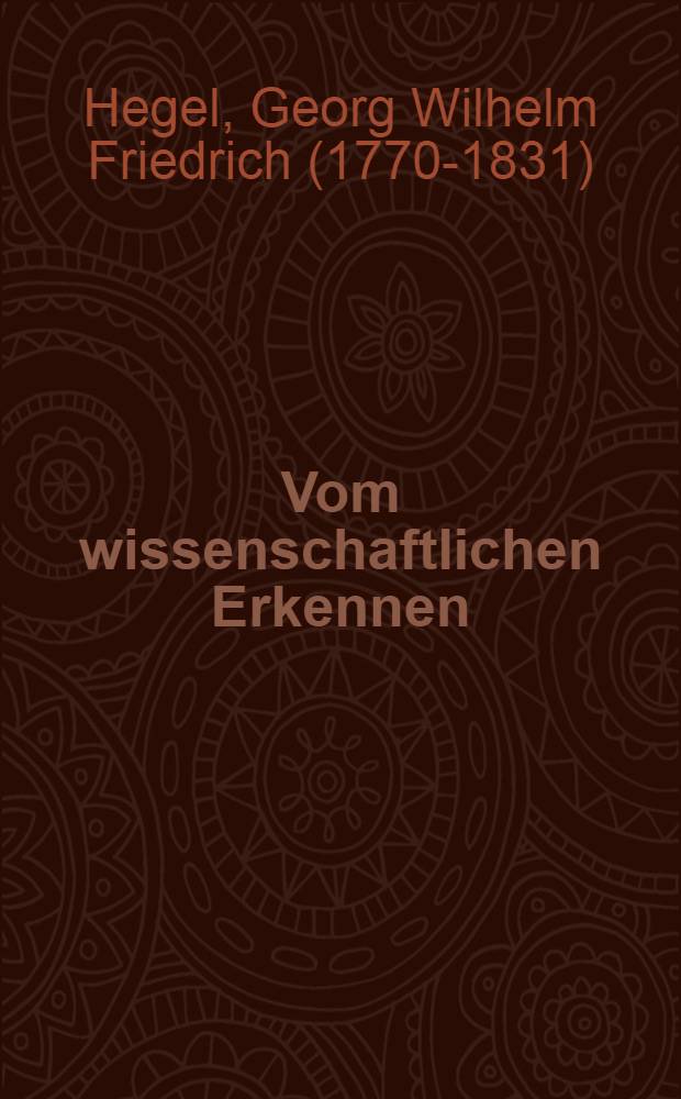Vom wissenschaftlichen Erkennen