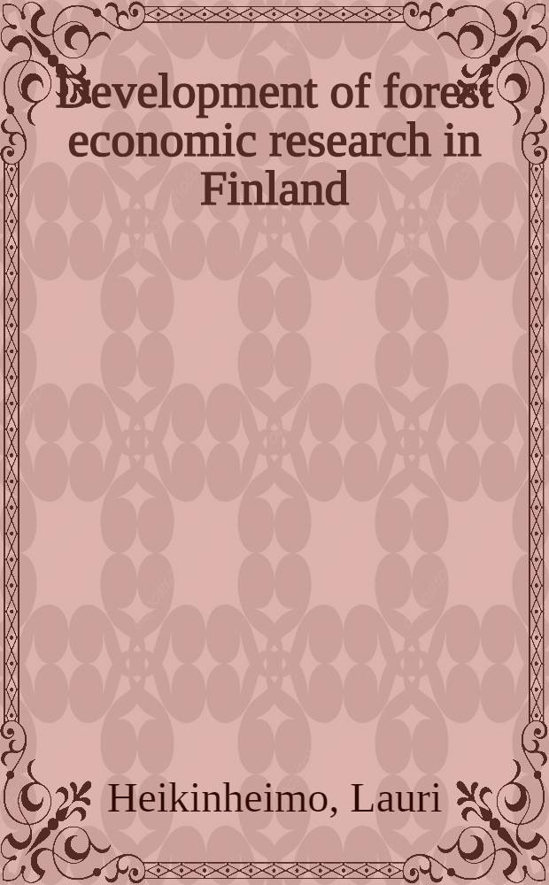 Development of forest economic research in Finland