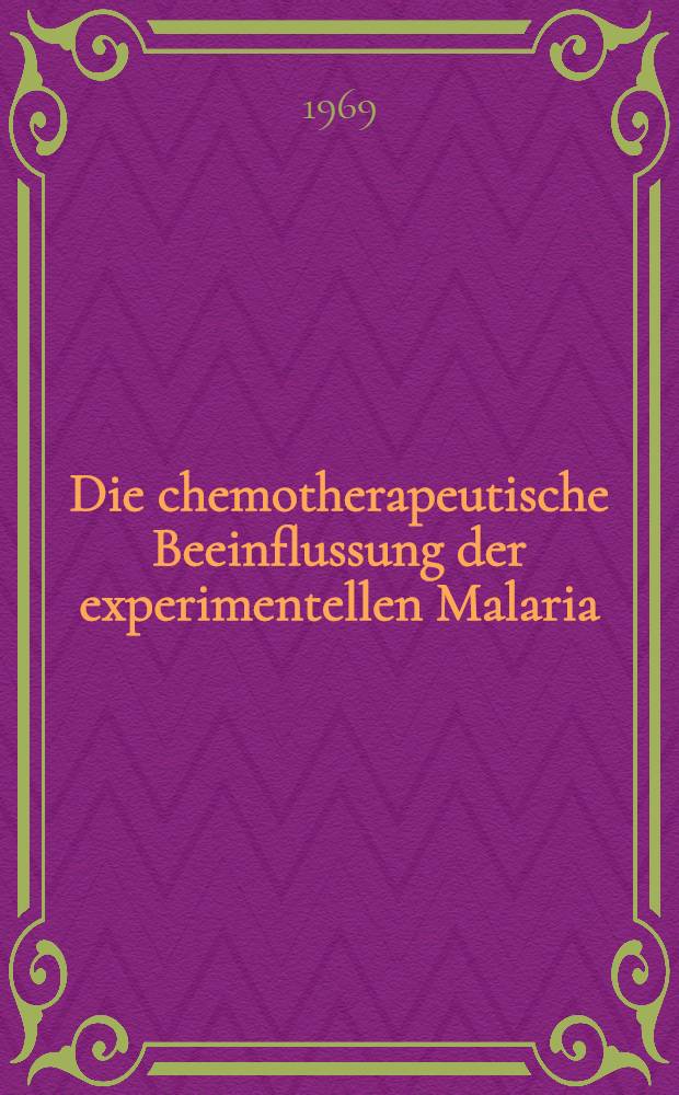 Die chemotherapeutische Beeinflussung der experimentellen Malaria (Plasmodium berghei) in der Maus durch Terramycin, p-Aminosalicylsäure und Isothiocyanate : Inaug.-Diss. ... einer ... Med. Fakultät der ... Univ. zu Tübingen