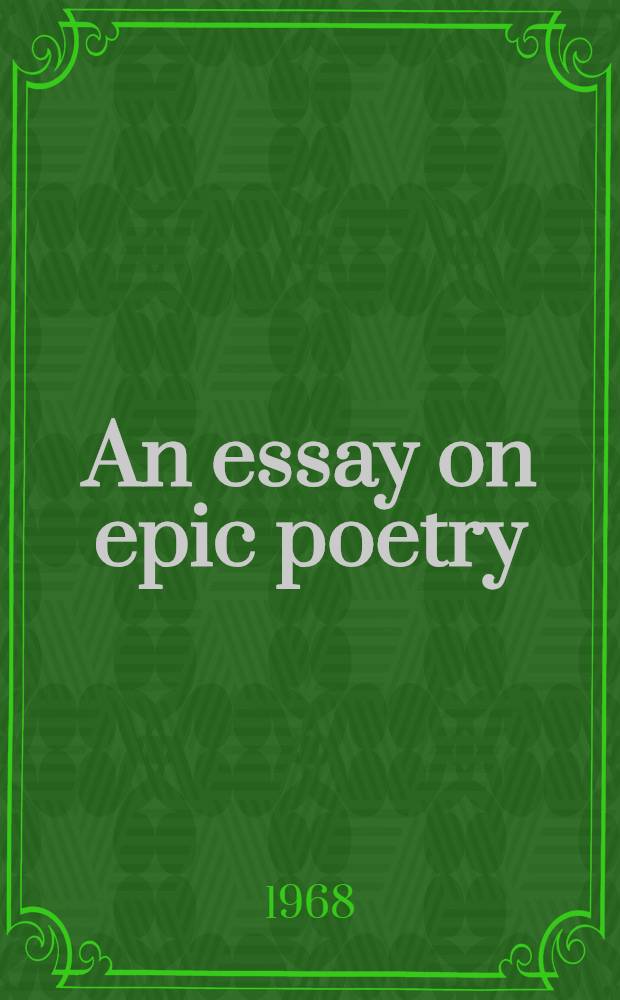 An essay on epic poetry