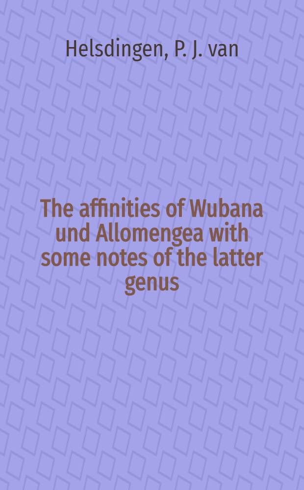 The affinities of Wubana und Allomengea with some notes of the latter genus (Araneae, Linyphiidae)