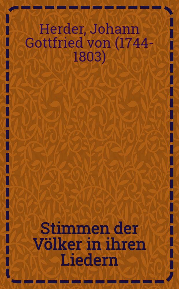 Stimmen der Völker in ihren Liedern