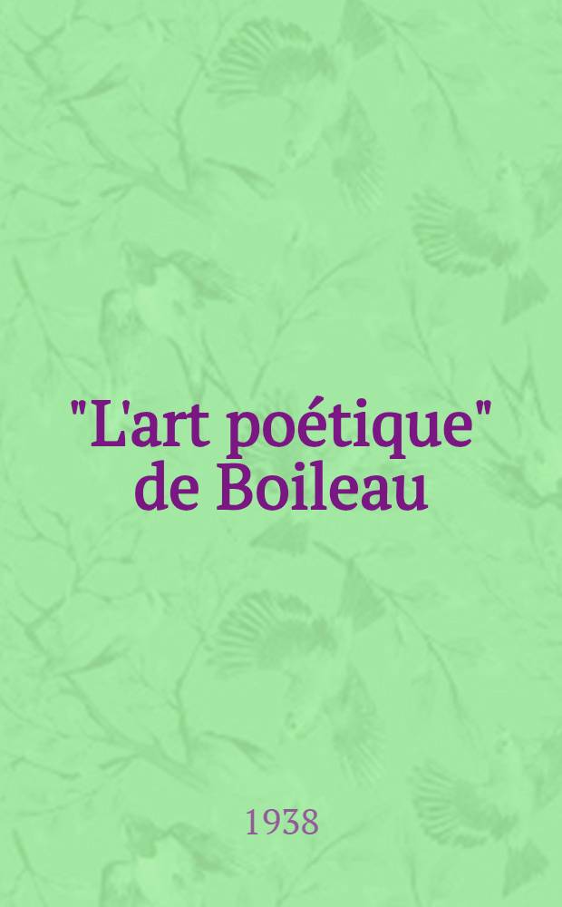 "L'art poétique" de Boileau