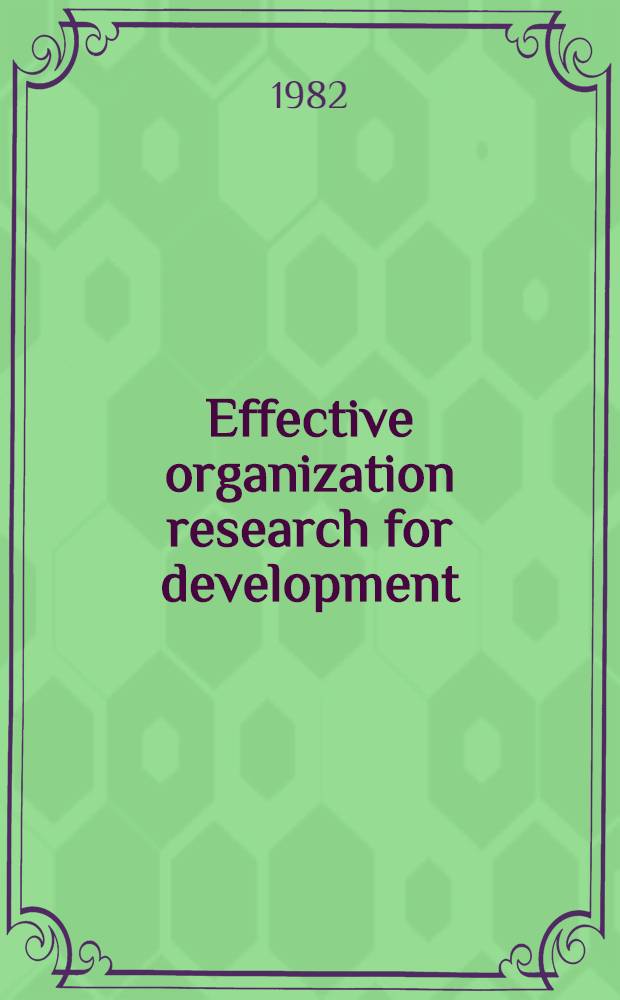 Effective organization research for development
