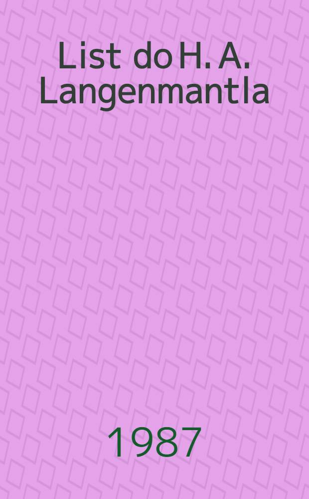 List do H. A. Langenmantla