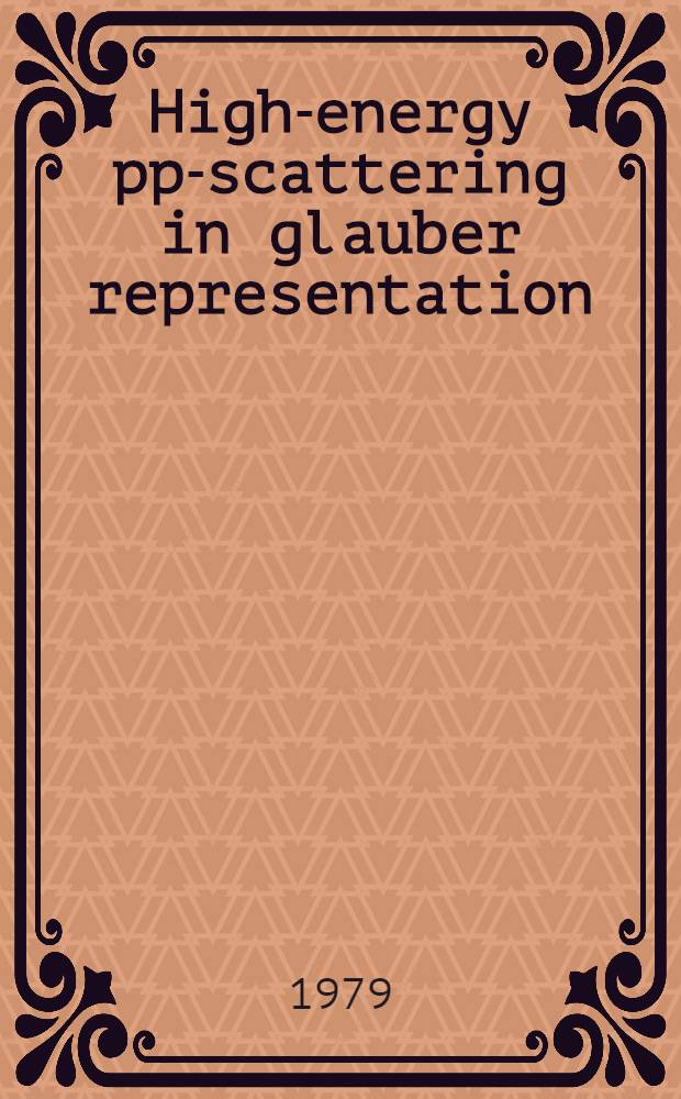 High-energy pp-scattering in glauber representation