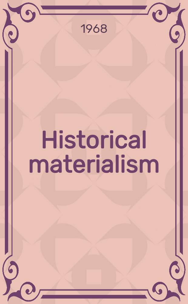 Historical materialism : Basic problems