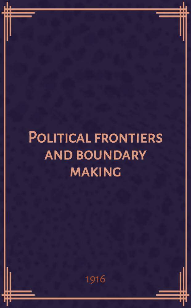 Political frontiers and boundary making