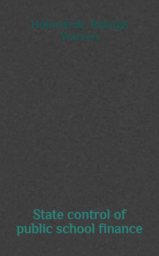 State control of public school finance