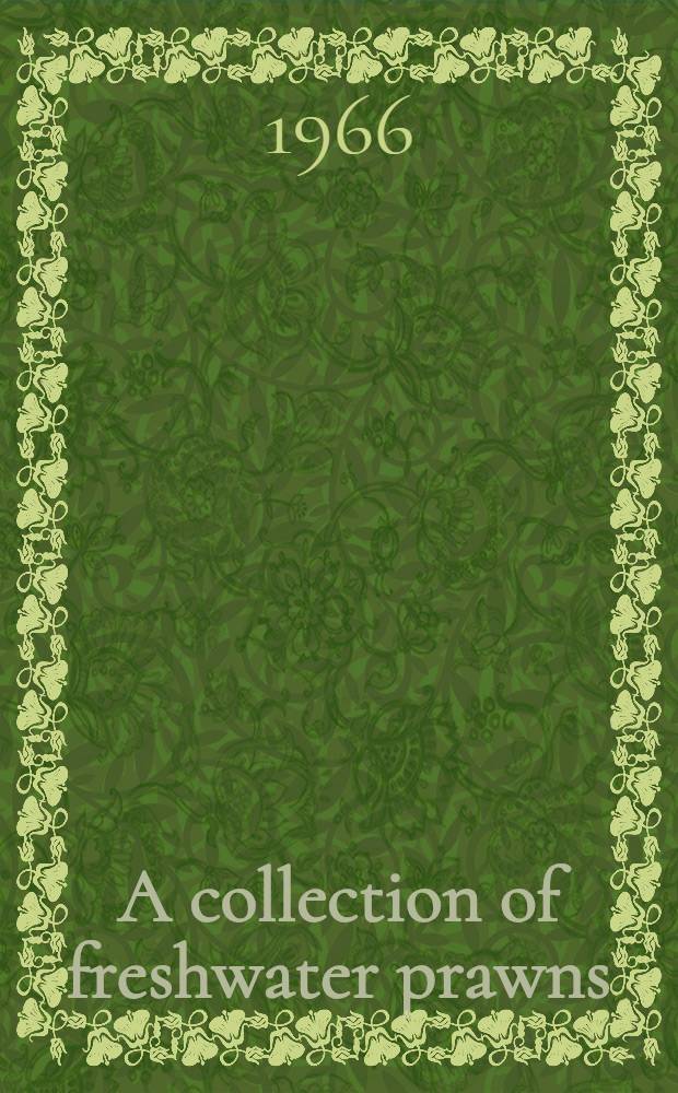 A collection of freshwater prawns (Crustacea decapoda, Palaemonidae) from Amazonia, Brazil, collected by Dr. G. Marlier