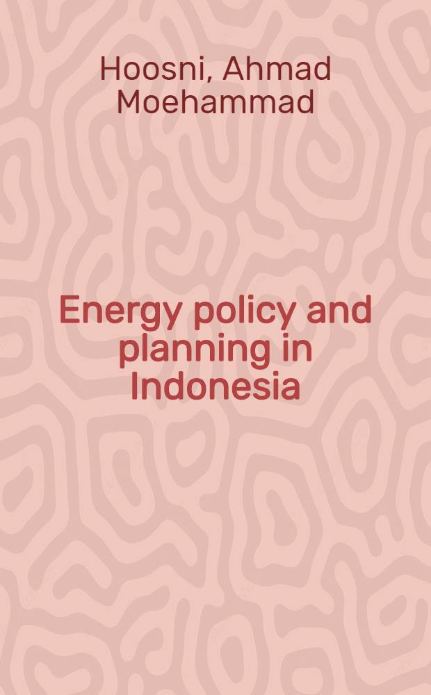 Energy policy and planning in Indonesia
