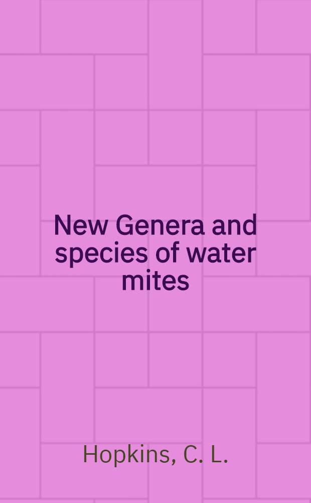 New Genera and species of water mites (Acari, Hydrachnellae) from New Zealand