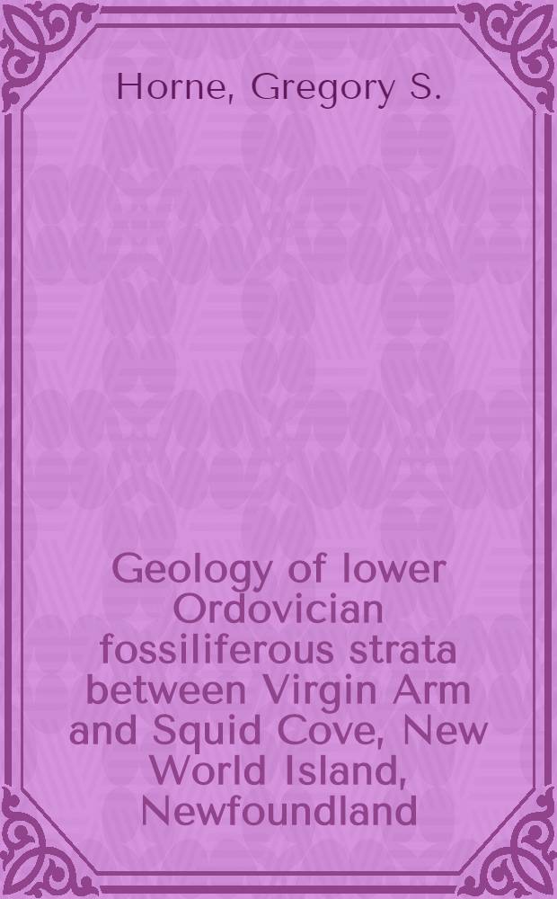 Geology of lower Ordovician fossiliferous strata between Virgin Arm and Squid Cove, New World Island, Newfoundland