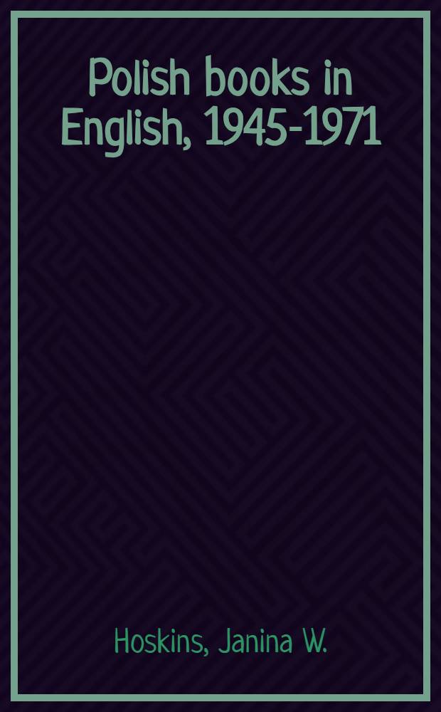 Polish books in English, 1945-1971