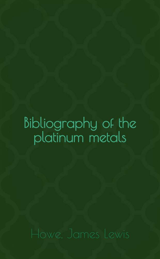 Bibliography of the platinum metals : 1918-1930