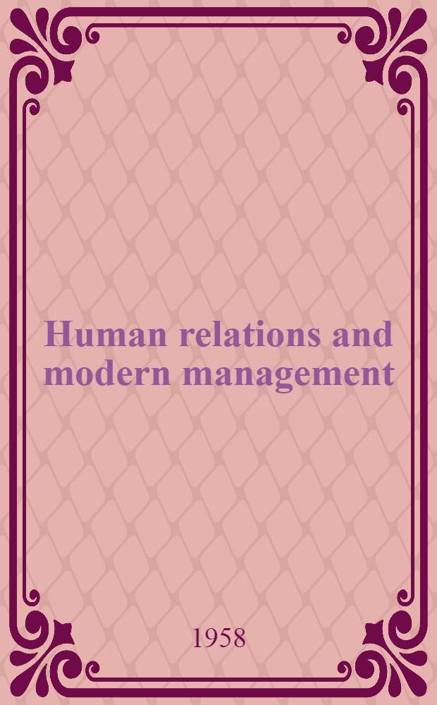 Human relations and modern management