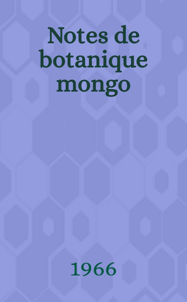 Notes de botanique mongo