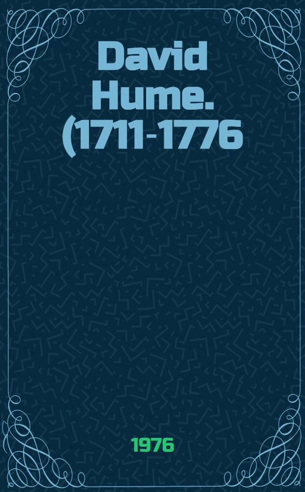 David Hume. (1711-1776) : Anläßlich seines 200. Todestages : Sammelbd.