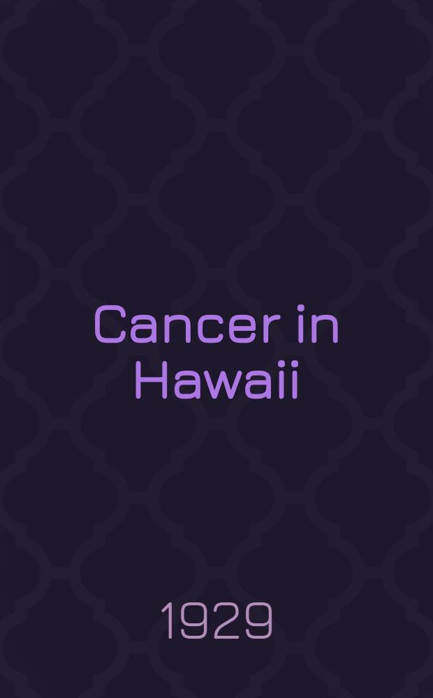 Cancer in Hawaii