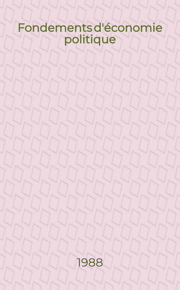 Fondements d'économie politique
