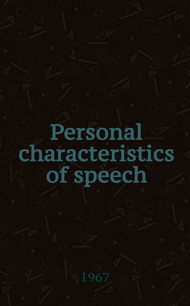 Personal characteristics of speech