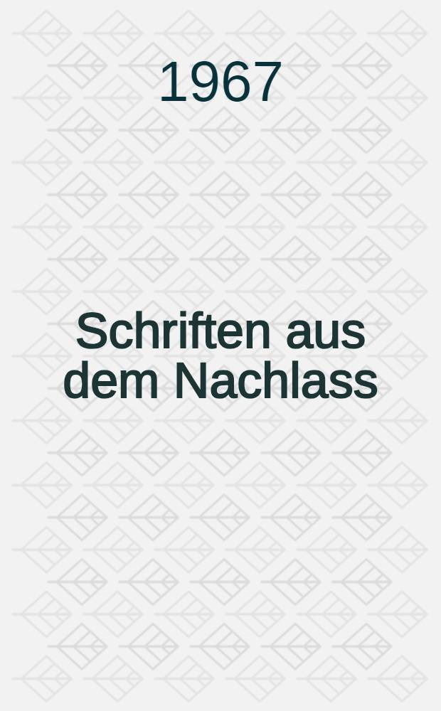 Schriften aus dem Nachlass : Veröffentlichung durch das Hönigswald-Archiv am Philosophischen Seminar 1 der Univ. Würzburg. Bd. 6 : Philosophie und Kultur
