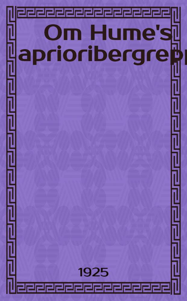 Om Hume's aprioribergrepp