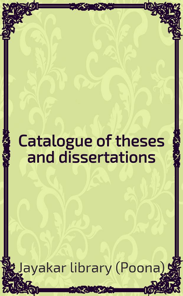 Catalogue of theses and dissertations (1950-1969)