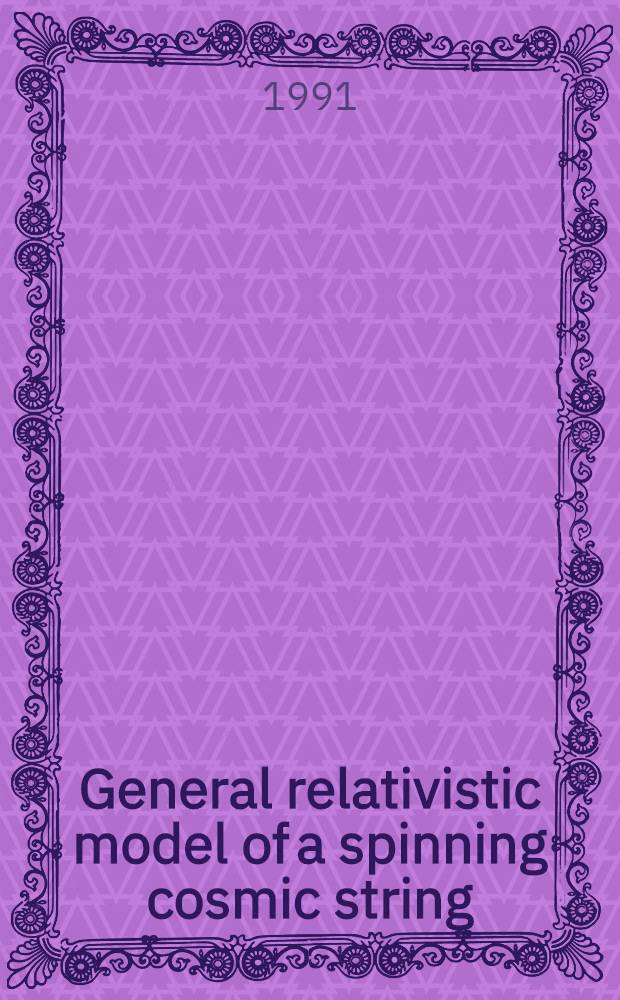 General relativistic model of a spinning cosmic string