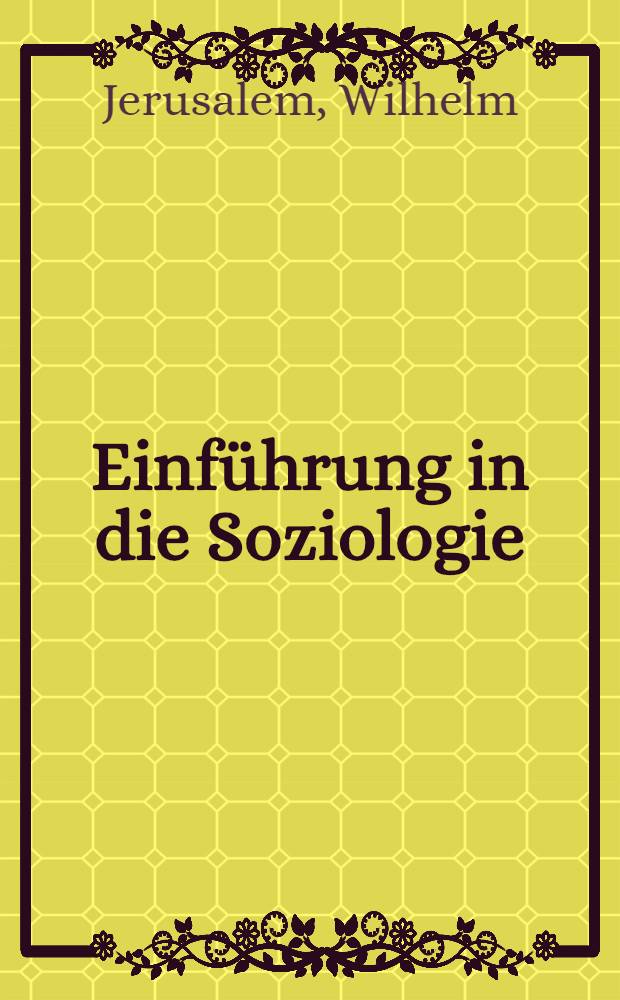 Einführung in die Soziologie