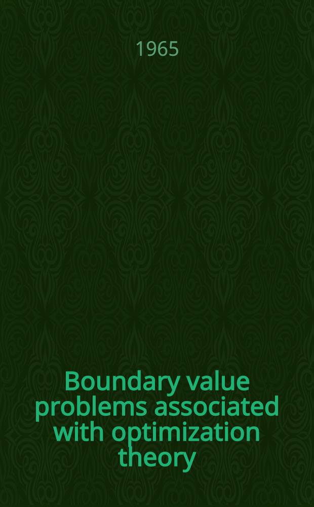 Boundary value problems associated with optimization theory
