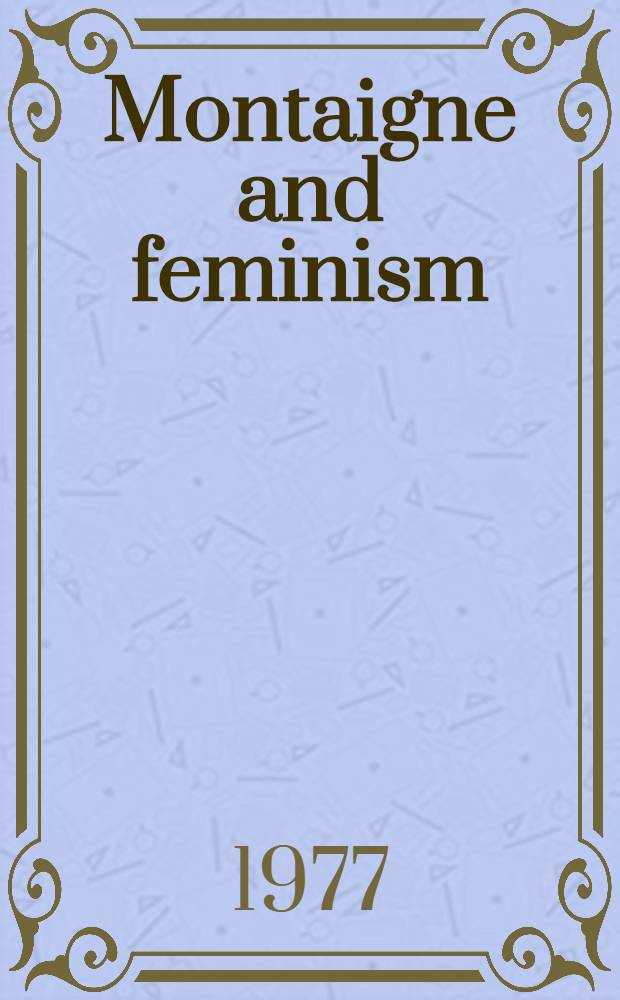 Montaigne and feminism