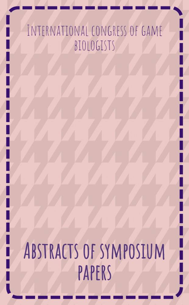 Abstracts of symposium papers