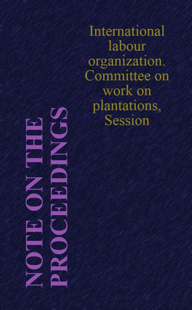 Note on the proceedings