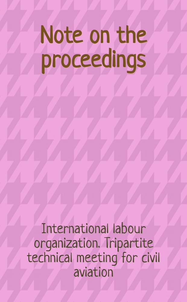Note on the proceedings