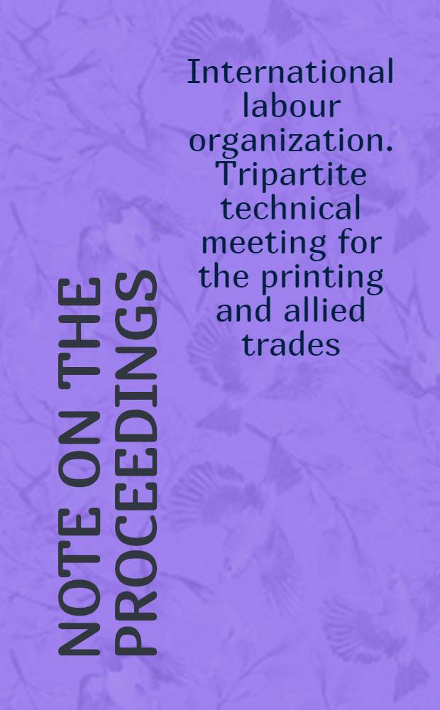 Note on the proceedings