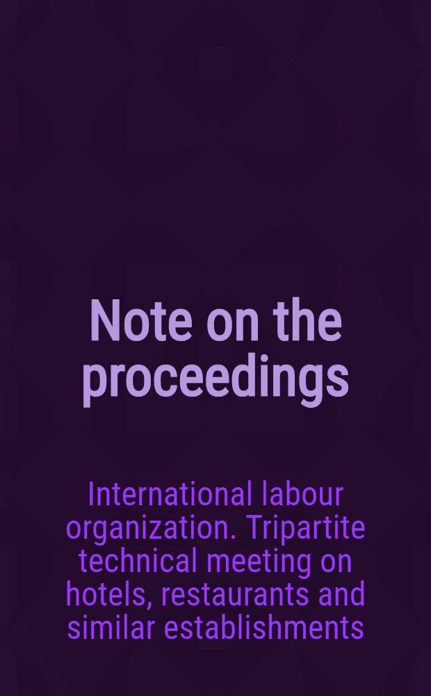 Note on the proceedings