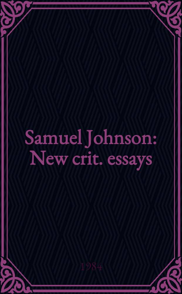 Samuel Johnson : New crit. essays