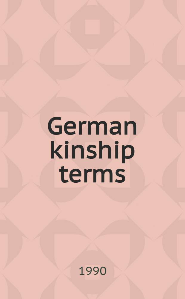 German kinship terms (750-1500) : Doc. and analysis