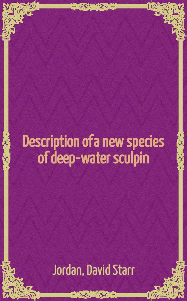 Description of a new species of deep-water sculpin (Triglopsis ontariensis) from Lake Ontario, with notes on related species