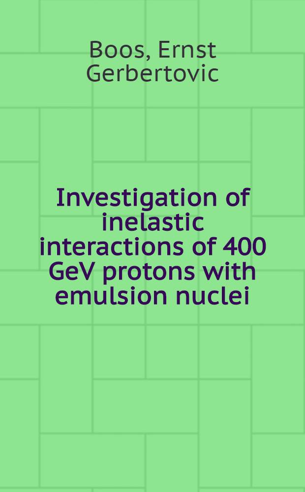 Investigation of inelastic interactions of 400 GeV protons with emulsion nuclei : Alma-Ata - Gatchina - Moscow - Tashkent collab