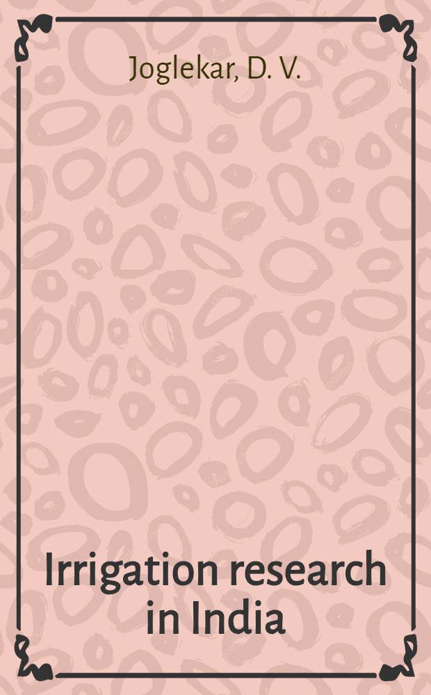 Irrigation research in India