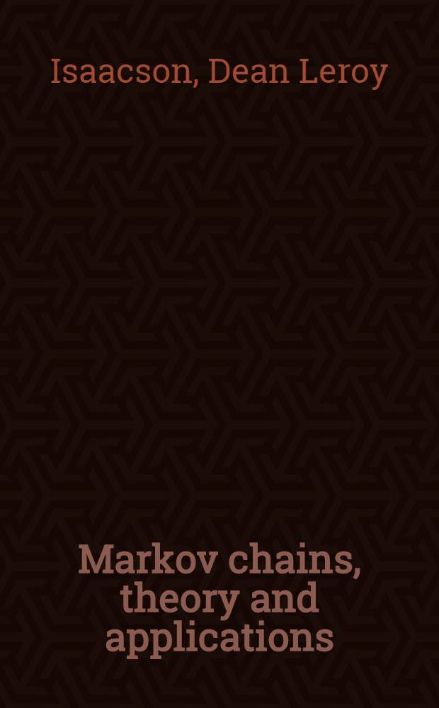 Markov chains, theory and applications