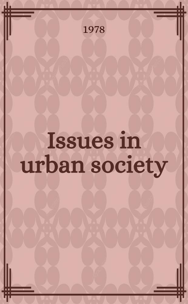Issues in urban society