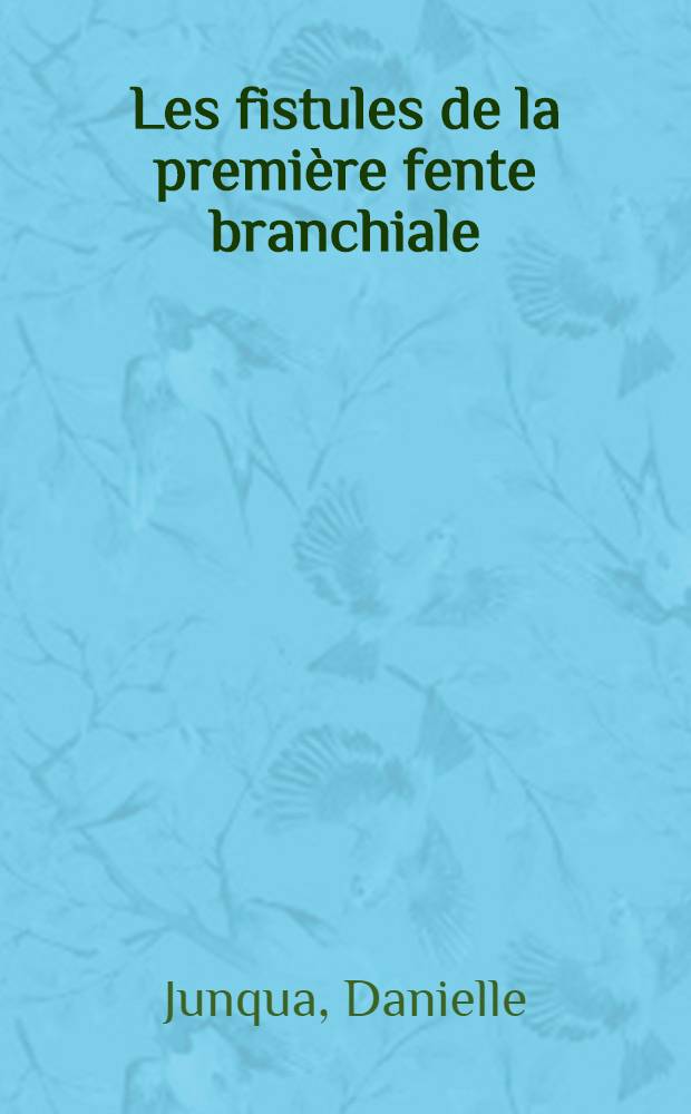 Les fistules de la premi&egrave;re fente branchiale : &Agrave; propos d'une observation : Th&egrave;se ..