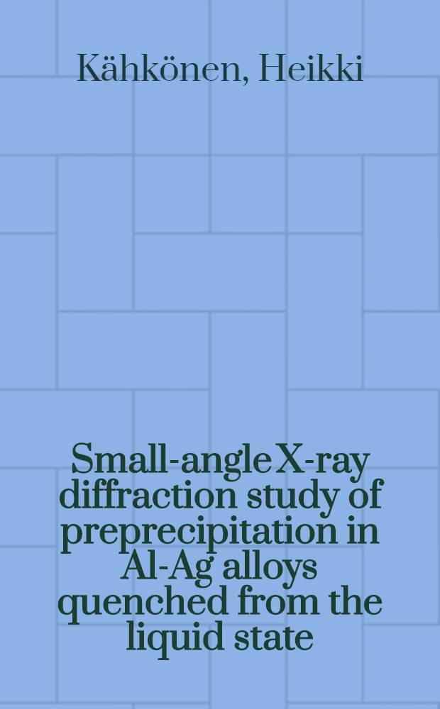 Small-angle X-ray diffraction study of preprecipitation in Al-Ag alloys quenched from the liquid state
