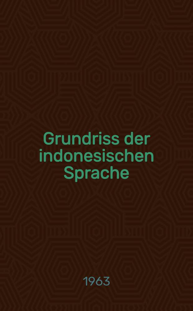 Grundriss der indonesischen Sprache
